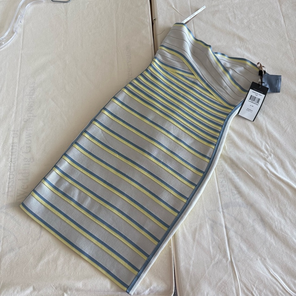 Herve Leger Blue and Yellow Striped Bandage dress - Picture 8 of 11